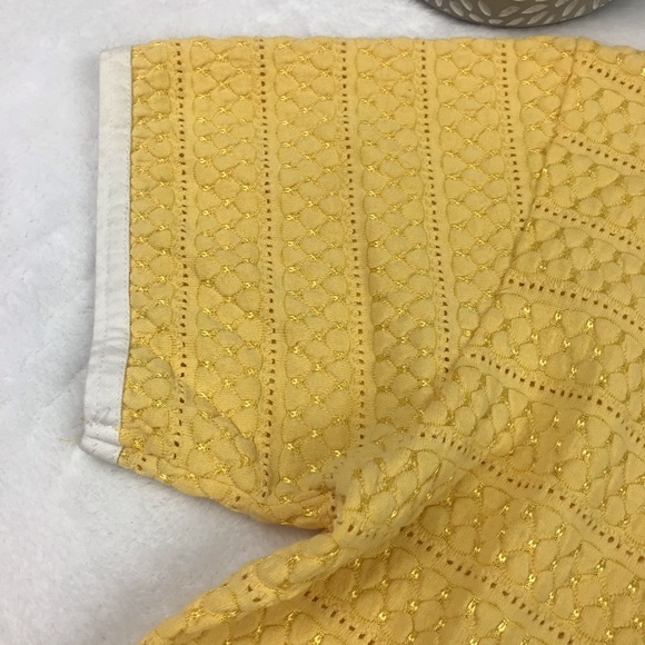 VTG Sweet Blondie Top Sz S/M Yellow Textured S/S - Picture 3 of 6